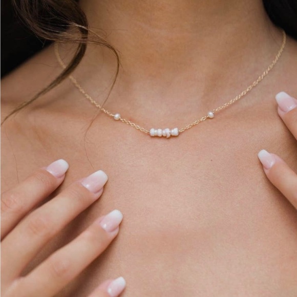 kiele Jewelry - SOLD Made in Hawaii 14k MICHELLE DAINTY PUKA + PEARL NECKLACE